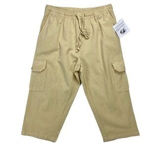 Collections Etc Cargo Pants‎ Womens Small Tan Capri Elastic Drawstring Waistband